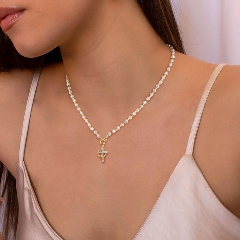 Robaice Upgraded Crown Cross Necklace for Women, 14K Gold Plated Crown Cross Pendant Necklace, Non-Tarnish Faith Jewelry for Women, Christian Religious Gifts for Her - Image 3